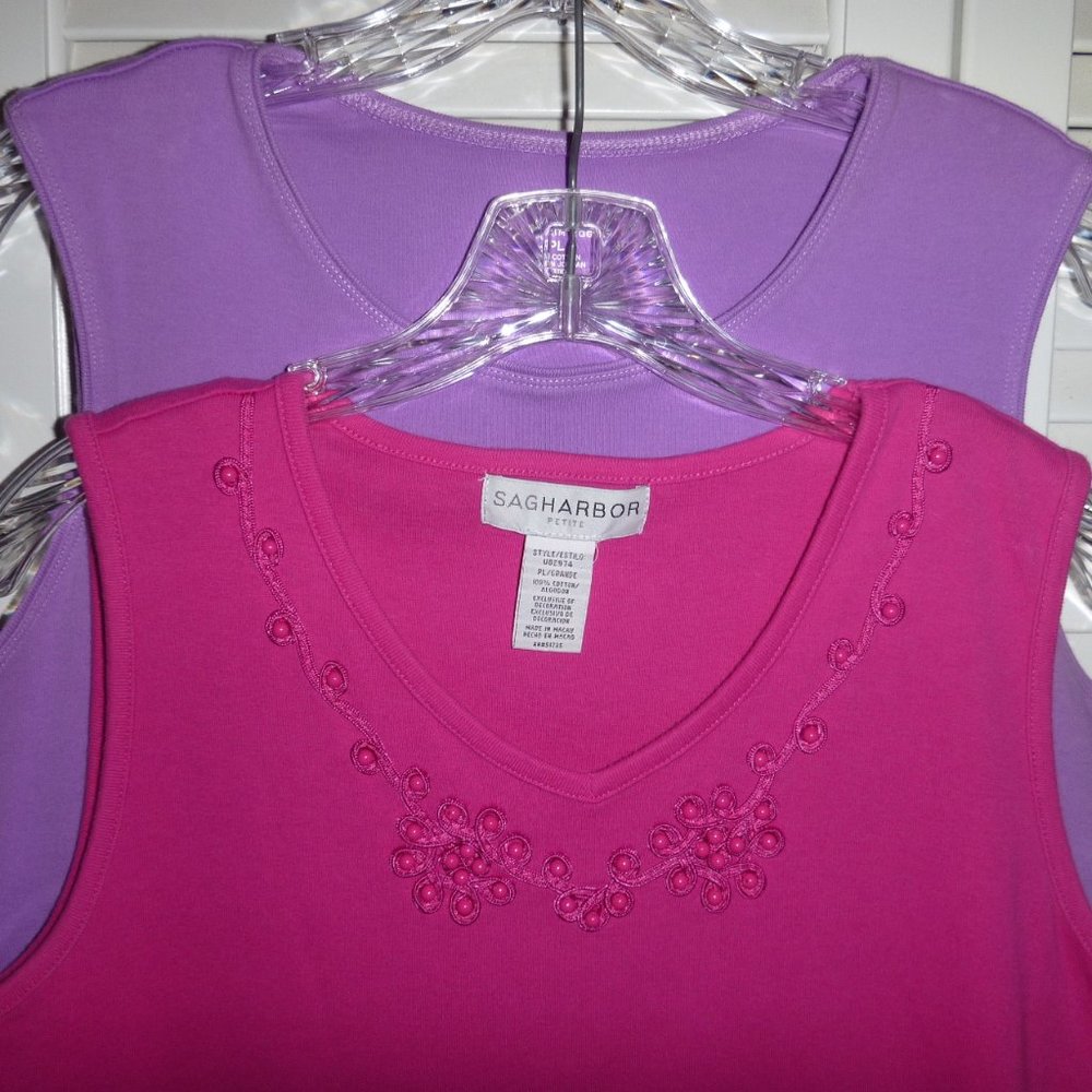 2 Solid Tanks hot pink & lavender size PL